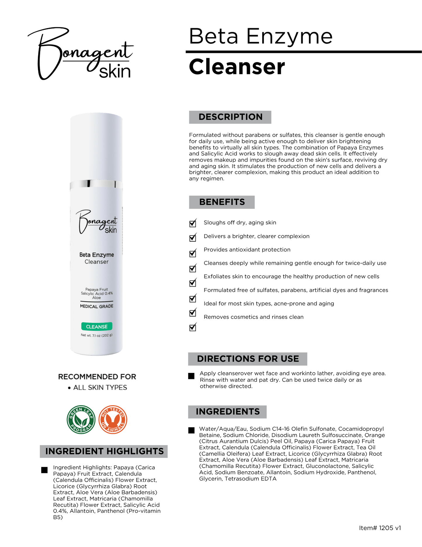 Beta Enzyme Cleanser by Bonagent Skin