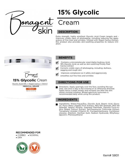 15% Glycolic Cream by Bonagent Skin