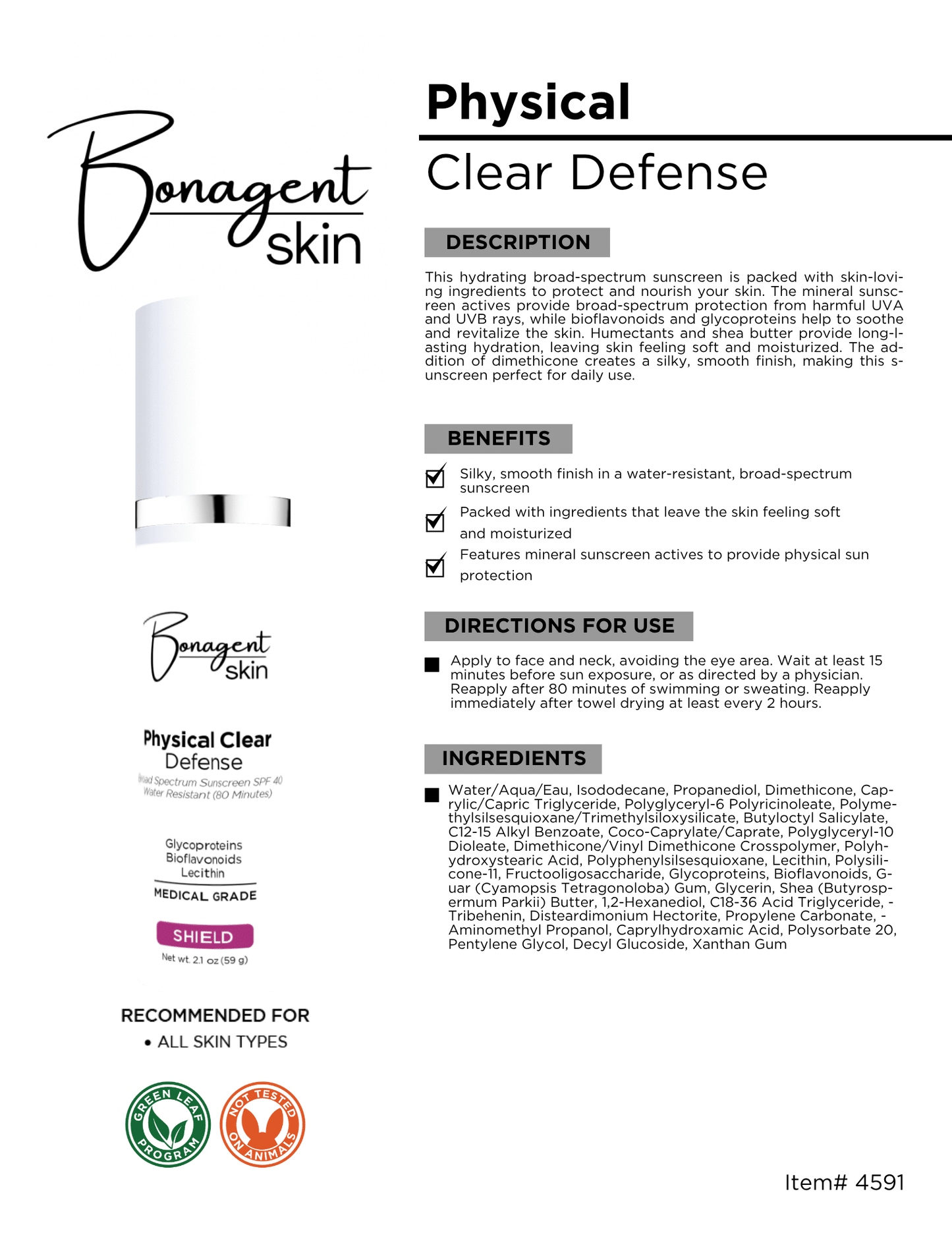 Physical Clear Defense (SPF 45) by Bonagent Skin