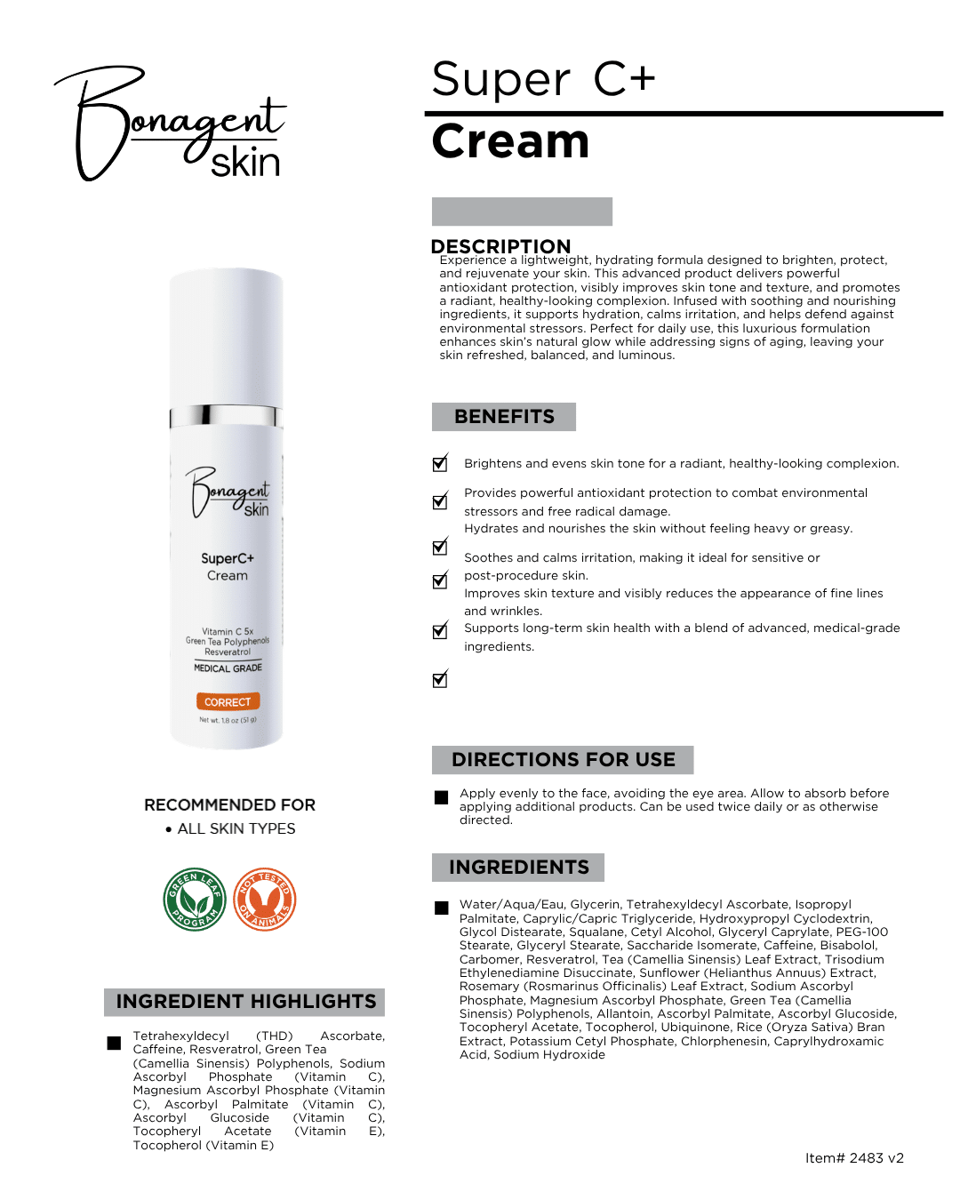 Super C+ Cream by Bonagent Skin