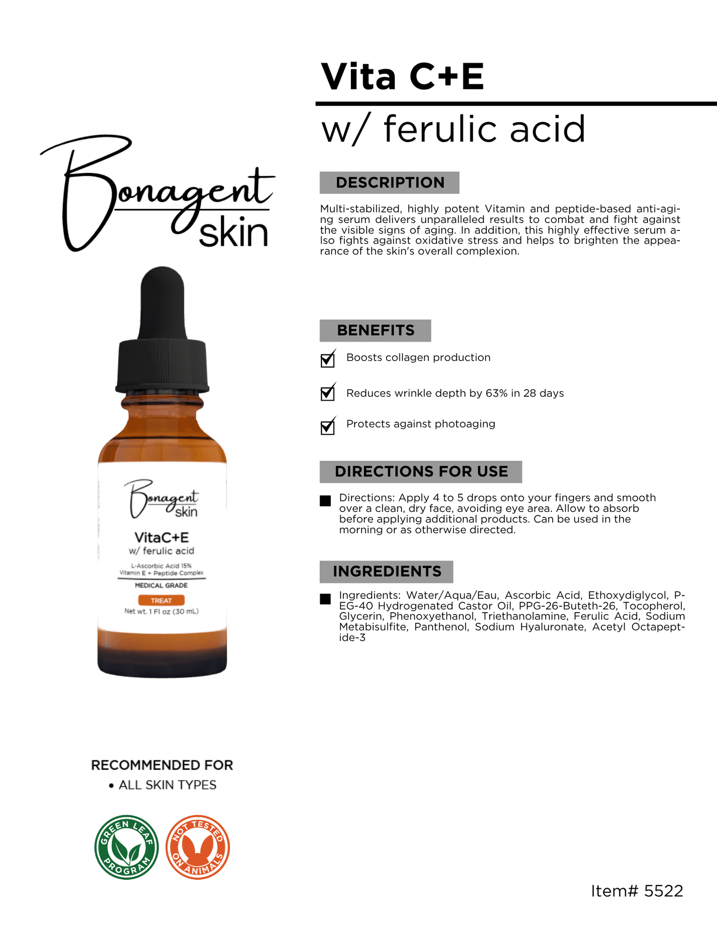 Vita C&E w/Ferulic Acid by Bonagent Skin