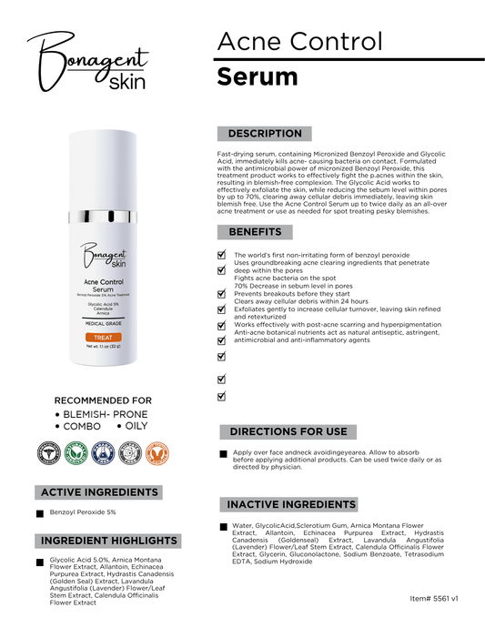 Acne Control Serum by Bonagent Skin