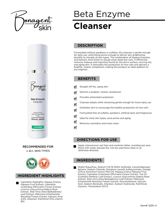 Beta Enzyme Cleanser by Bonagent Skin