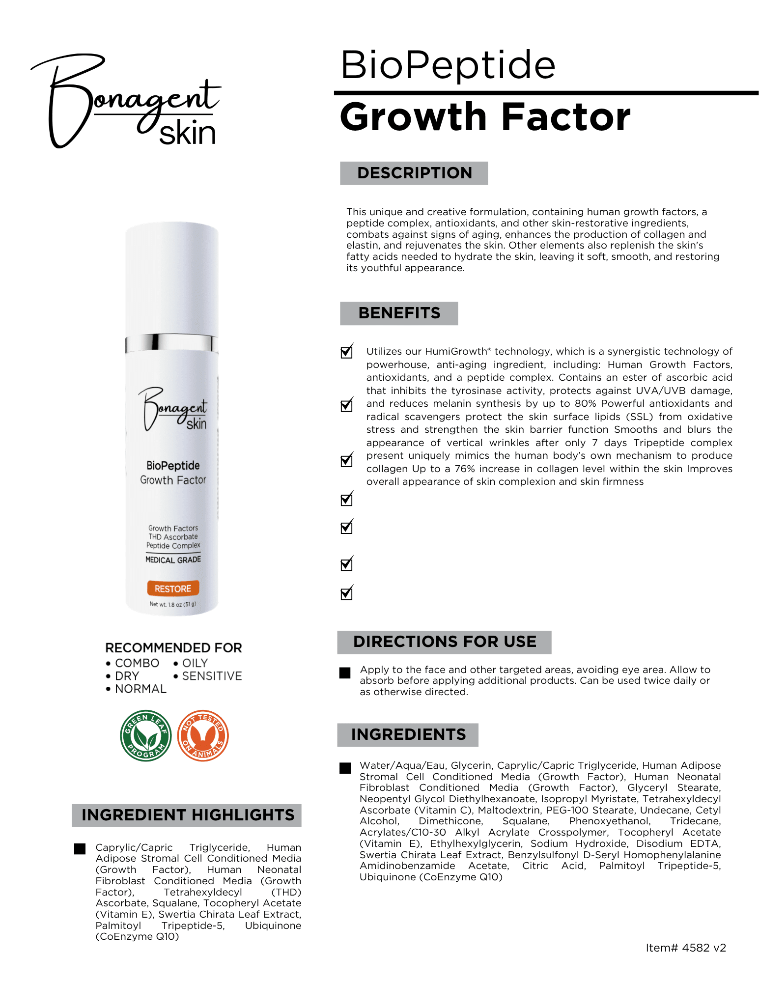 BioPeptide Growth Factor by Bonagent Skin