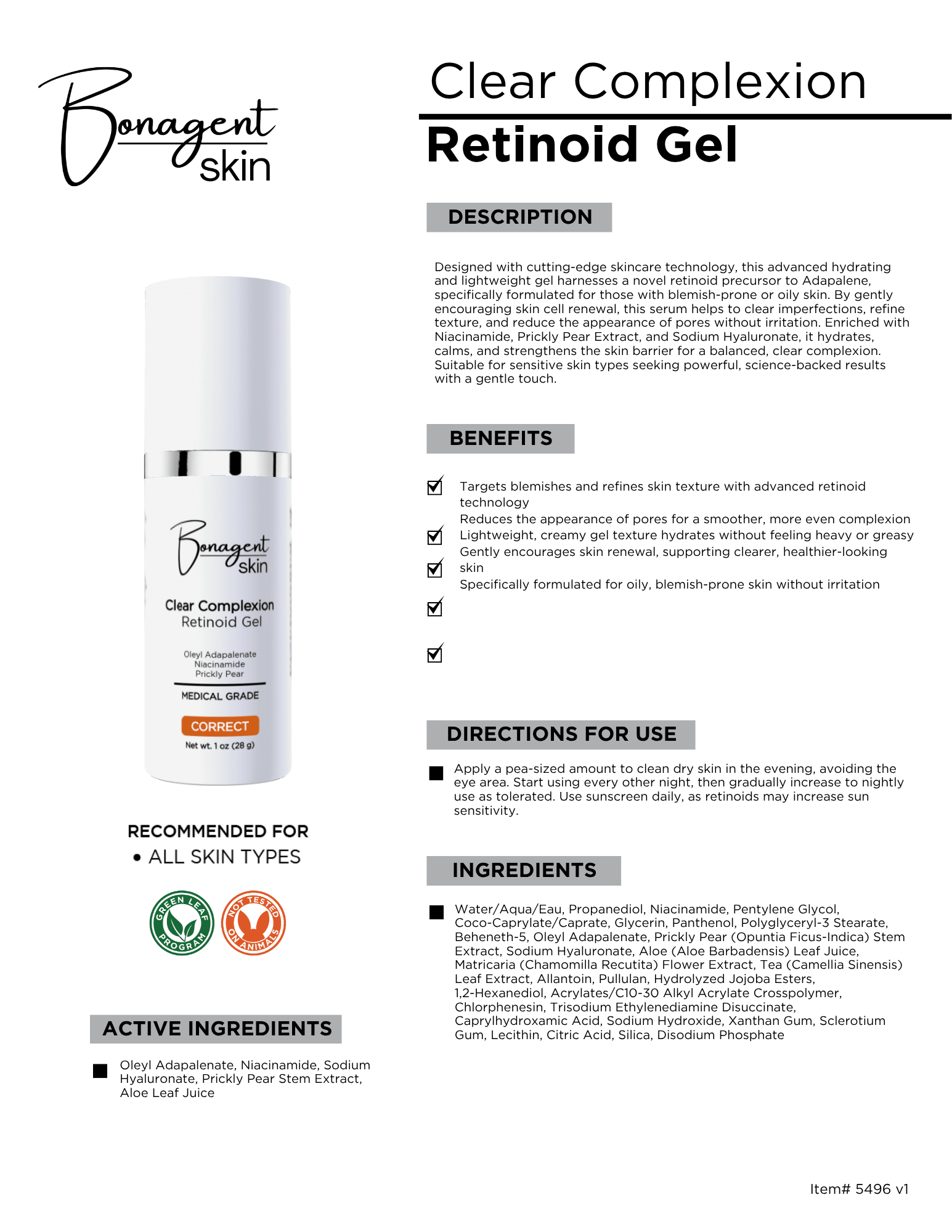 Clear Complexion Retinol Gel by Bonagent Skin