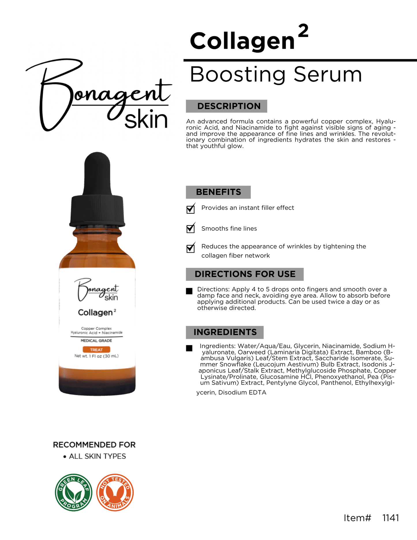Collagen+ Serum by Bonagent Skin