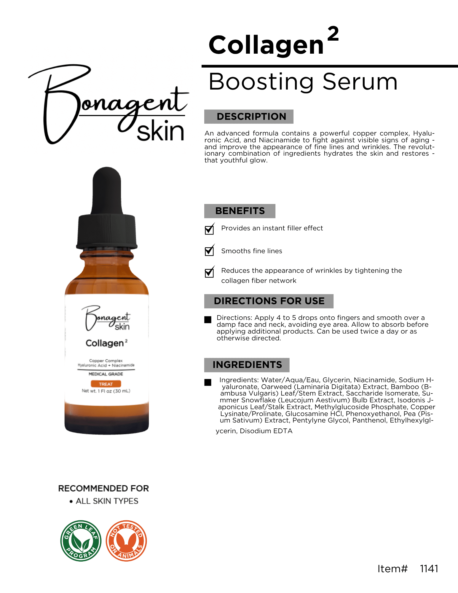 Collagen+ Serum by Bonagent Skin
