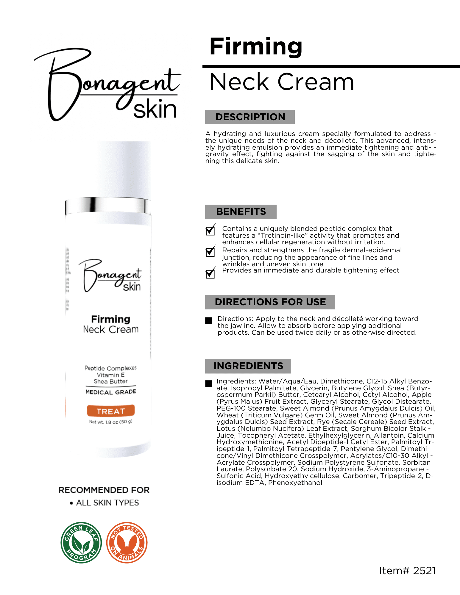 Firming Neck Cream by Bonagent Skin