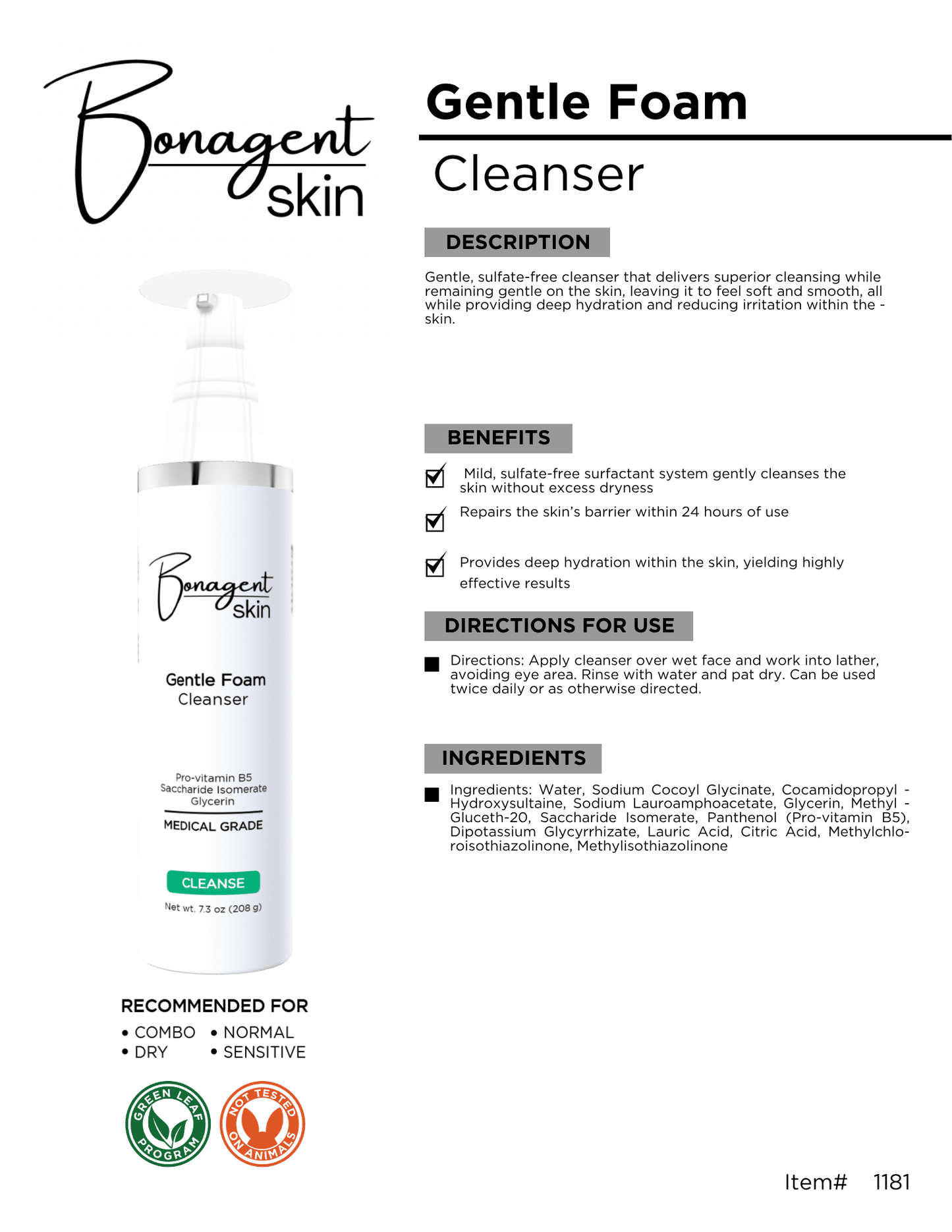 Gentle Foaming Cleanser by Bonagent Skin