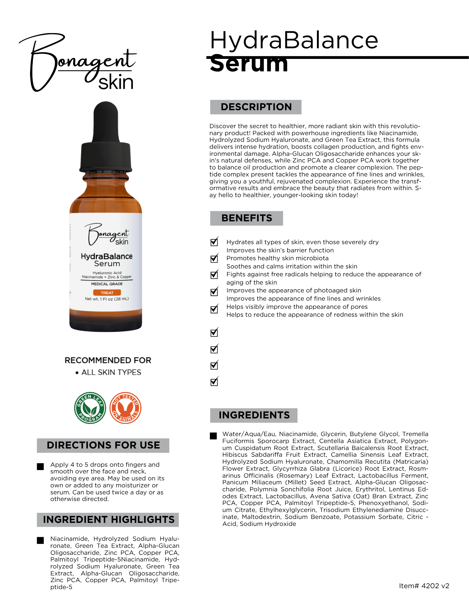 HydraBalance Serum by Bonagent Skin