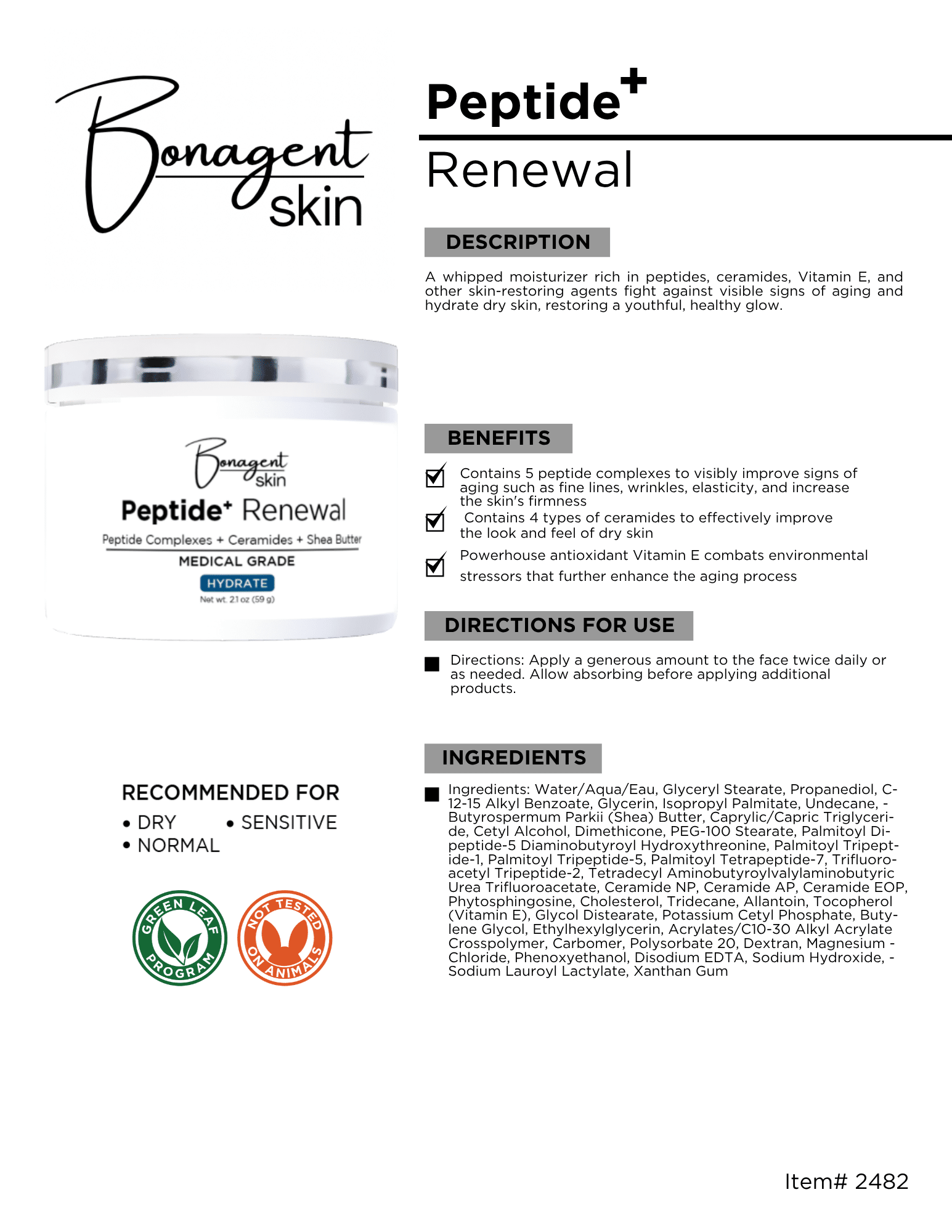 Peptide Renewal by Bonagent Skin
