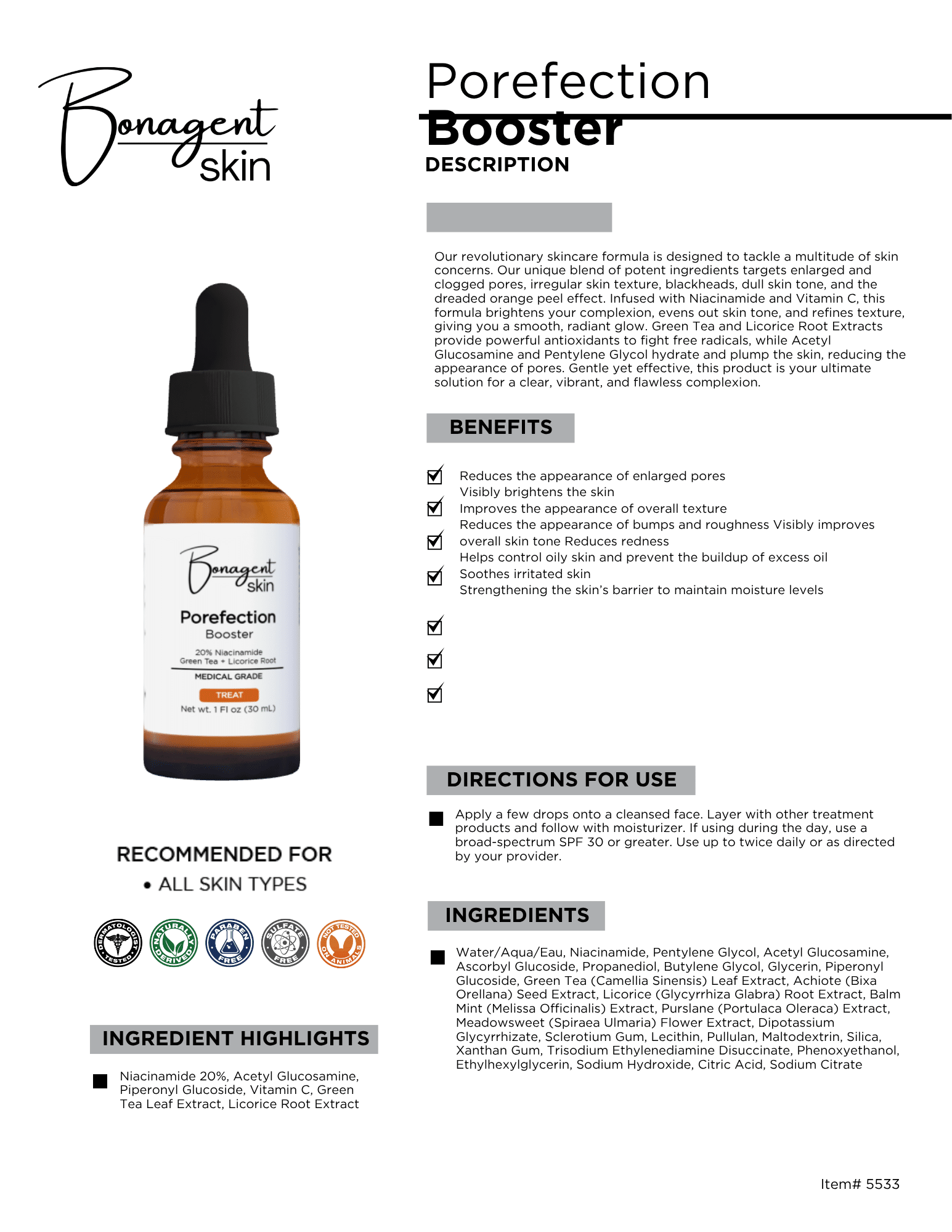 Porefection Booster by Bonagent Skin