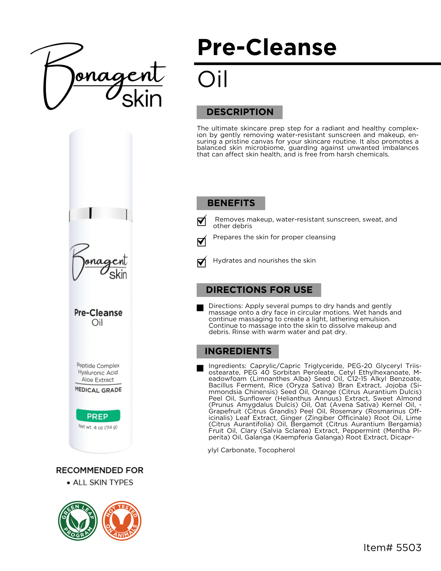 Pre-Cleanse Oil by Bonagent Skin