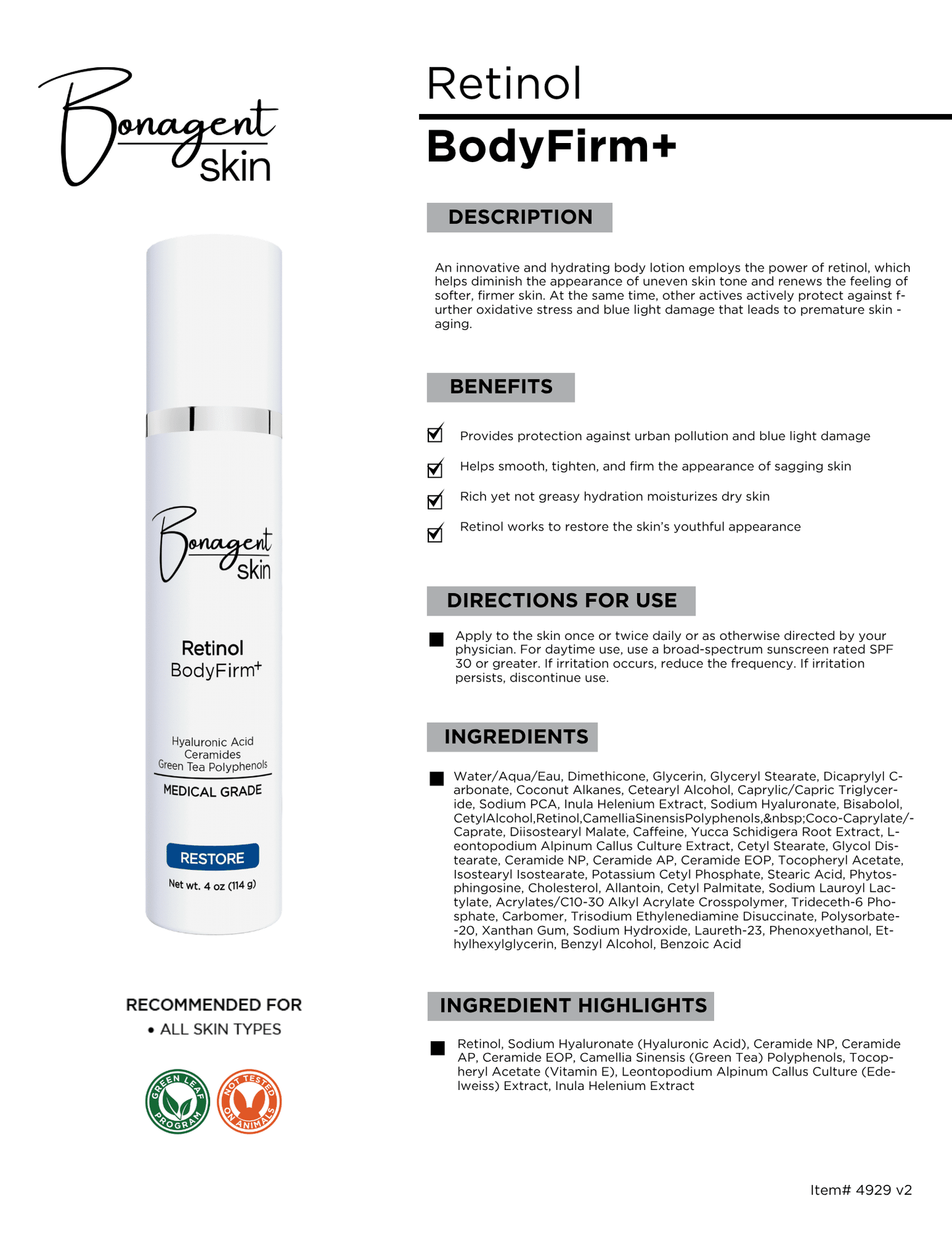 Retinol BodyFirm+ by Bonagent Skin