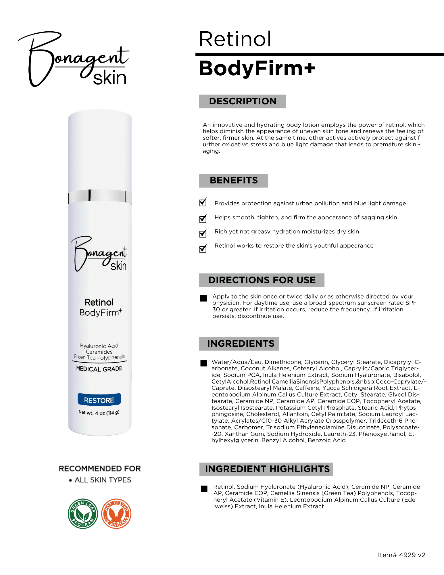 Retinol BodyFirm+ by Bonagent Skin